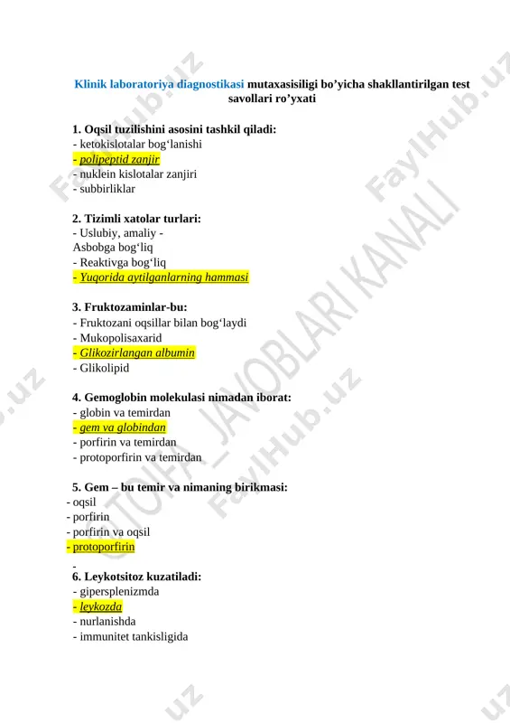 klinik labaratoriya javoblari — DOCX