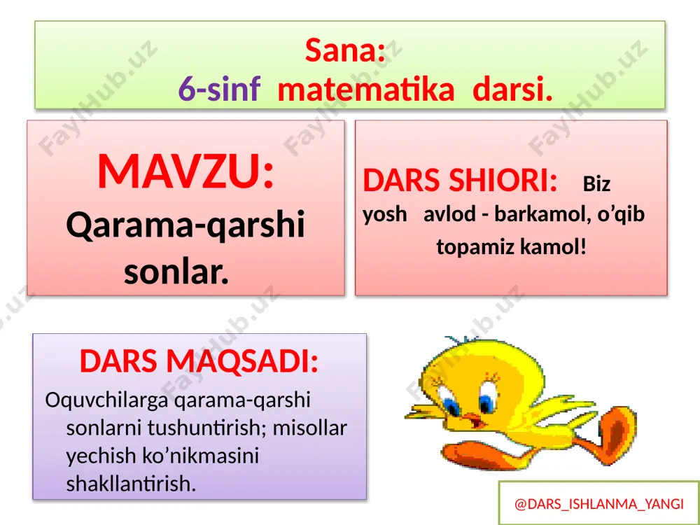 6-sinf matematika 70-71.qarama-qarshi sonlar 4+ — PPTX