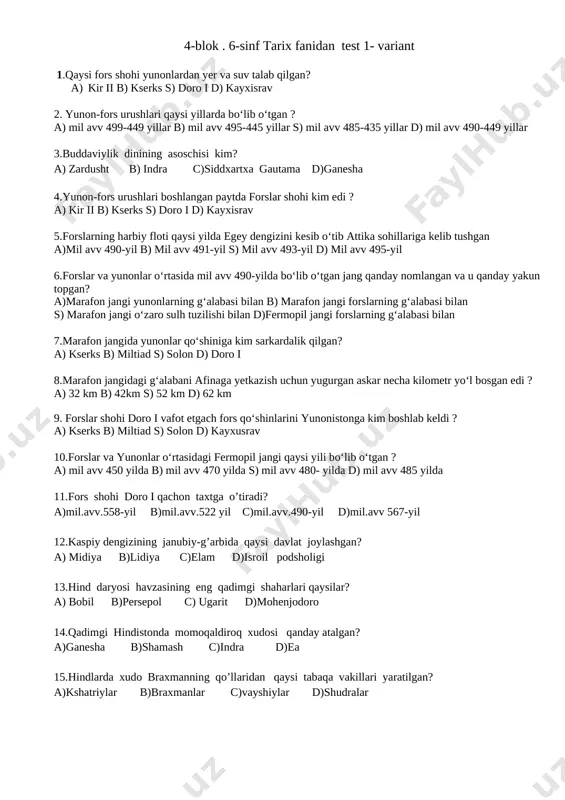 4- blok. 6-sinf ona tili va adabiyot,matematika,ingliz tili — DOCX