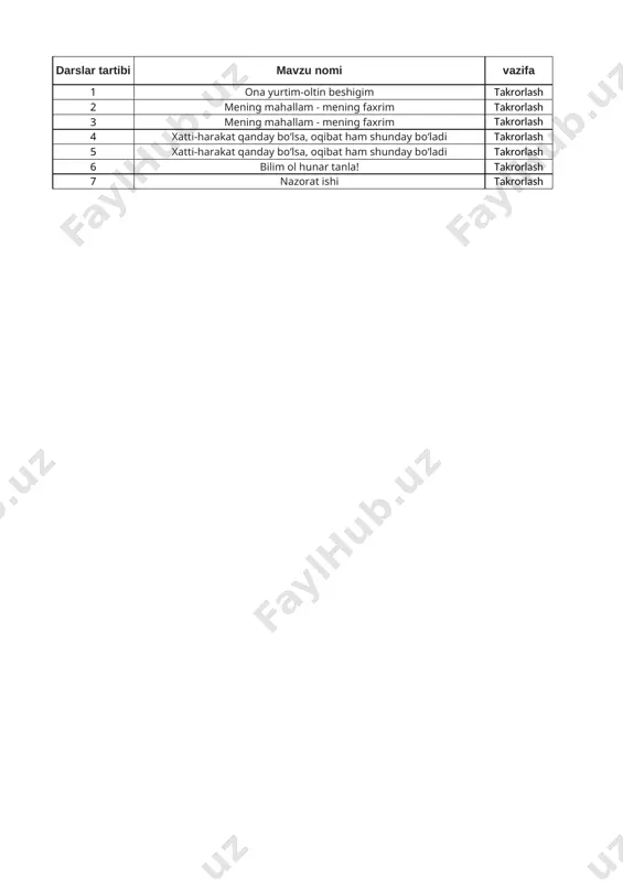 6-sinf tarbiya 2-ch @ishrejakundalikcom — XLSX
