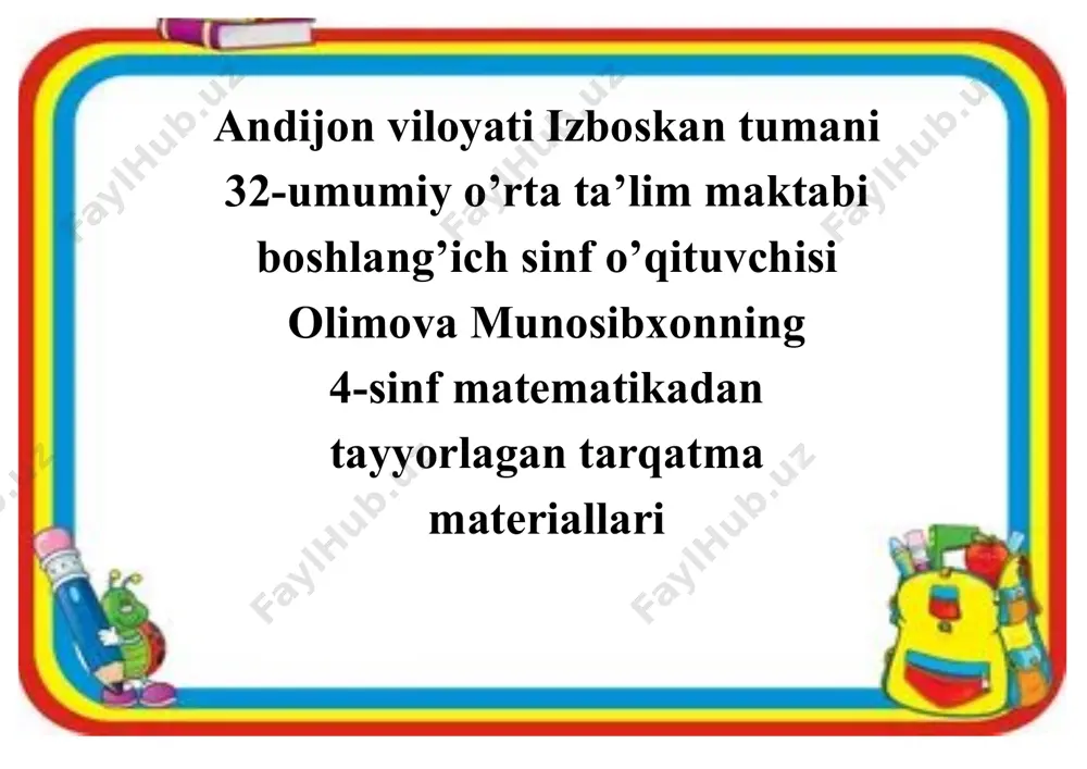 4-sinf tarqatma masala munosibxon olimova 1 — PDF