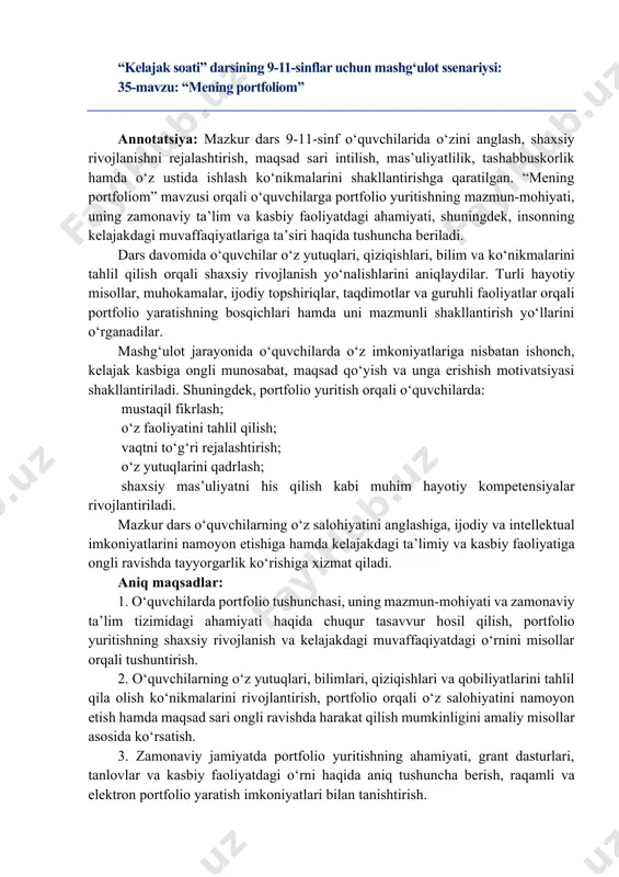 kelajak soati 9-11-sinf 35-mavzu — PDF