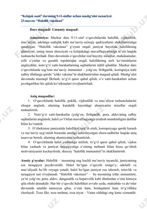 kelajak soati 9-11-sinf 23-mavzu — PDF