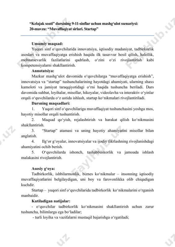 kelajak soati 9-11-sinf 20-mavzu — PDF
