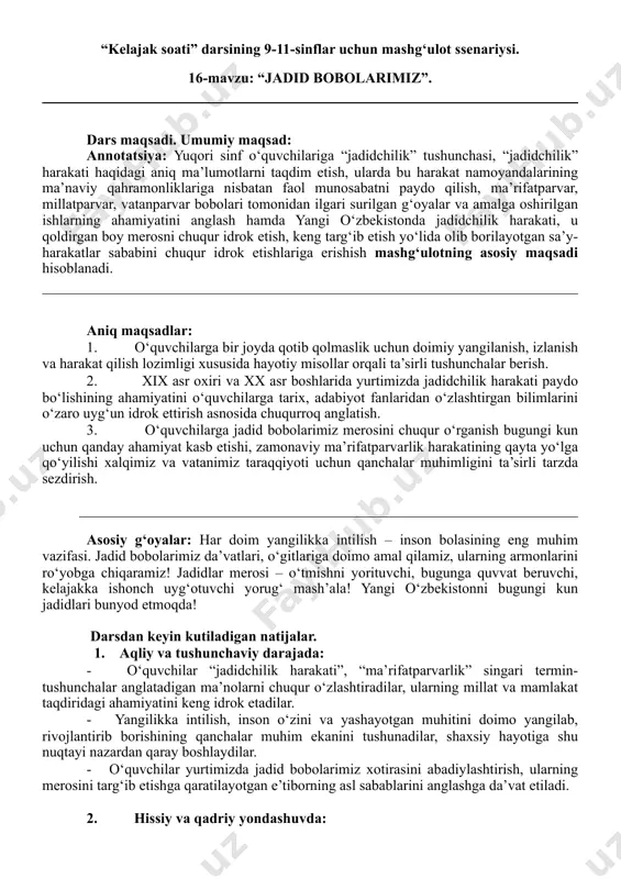 kelajak soati 9-11-sinf 16-mavzu — PDF