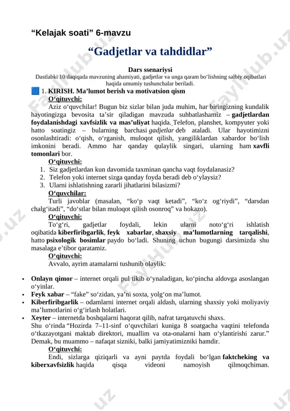 6-dars. kelajak soati. 9-11 sinflardocx — DOCX