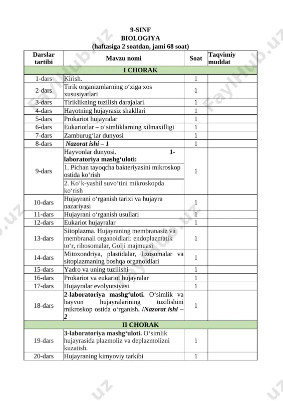 9-sinf biologiya yillik 2025-2026 @e_baza_ishreja — XLSX