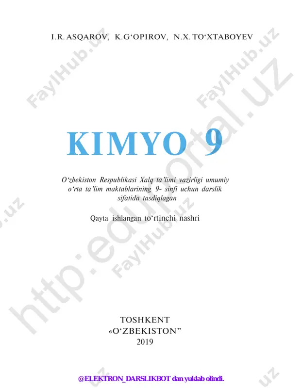 9-sinf kimyo 2019 (@elekton_darslikbot) — PDF