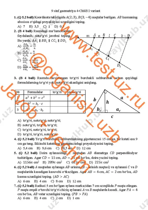 9 sinf geometriya 4-chsb i variant — PDF