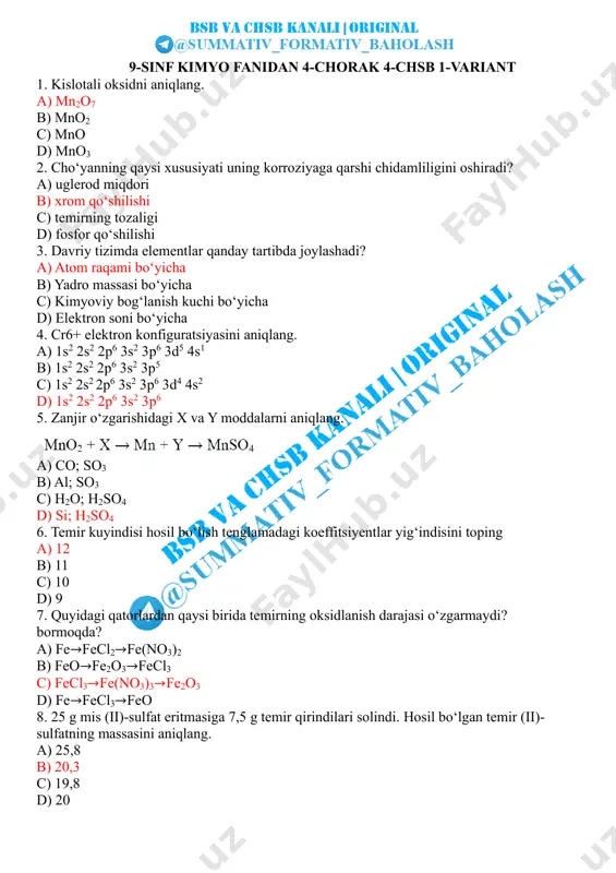 9_sinf_kimyo_4_chsb_1_var_javoblari_@summativ_formativ_baholash — PDF