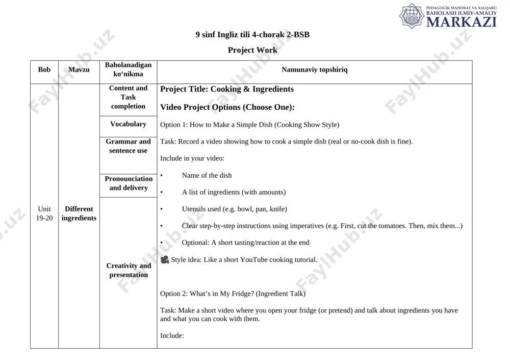 9-sinf ingliz tili 4-chorak bsb-2 demo — DOCX