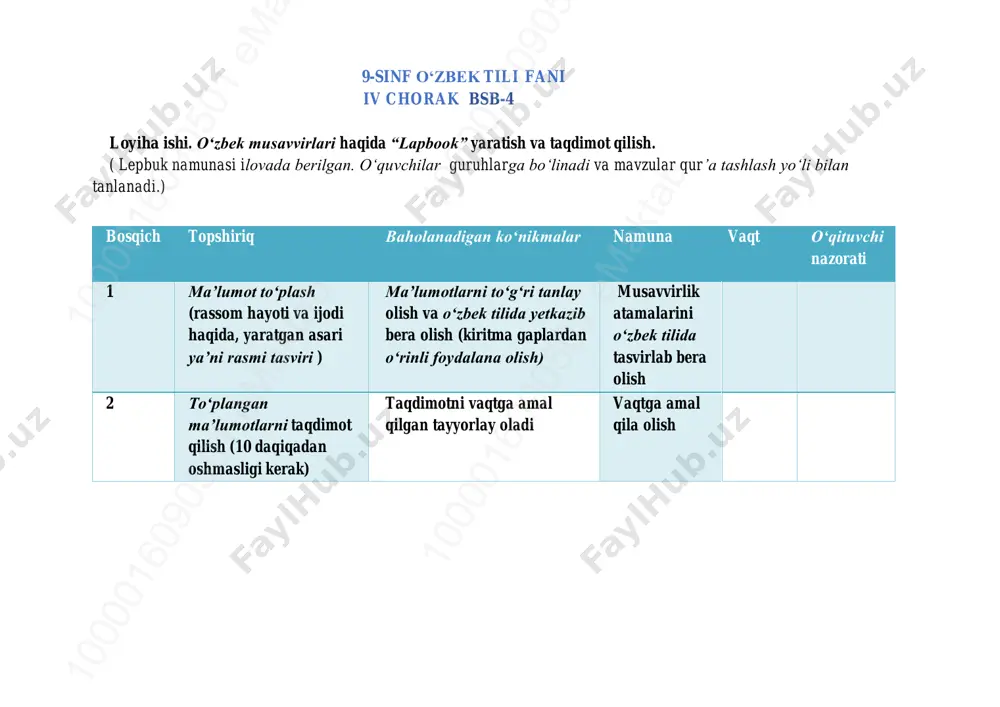 bsb-4_9-sinf_o'zbek tili_loyiha ishi — PDF