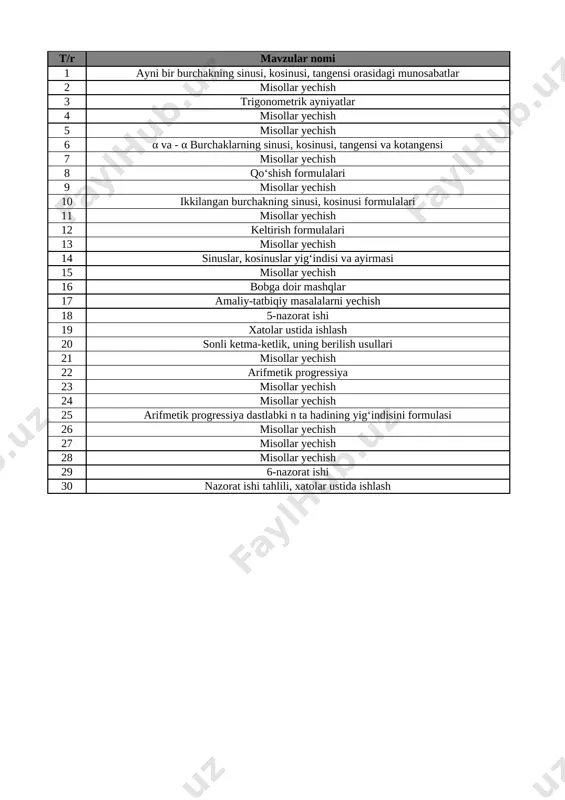 9-sinf algebra 3-chorak @e_baza_ishreja — XLSX