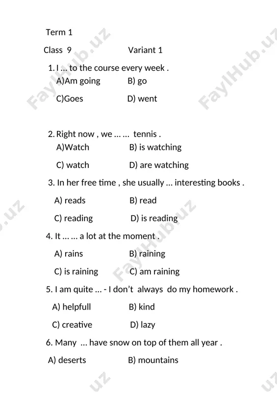 9- sinf surayyo ingliz t — DOCX