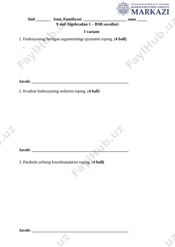9_sinf_algebra_1_chorak_1_variant_bsb_@summativ_formativ_baholash — DOCX