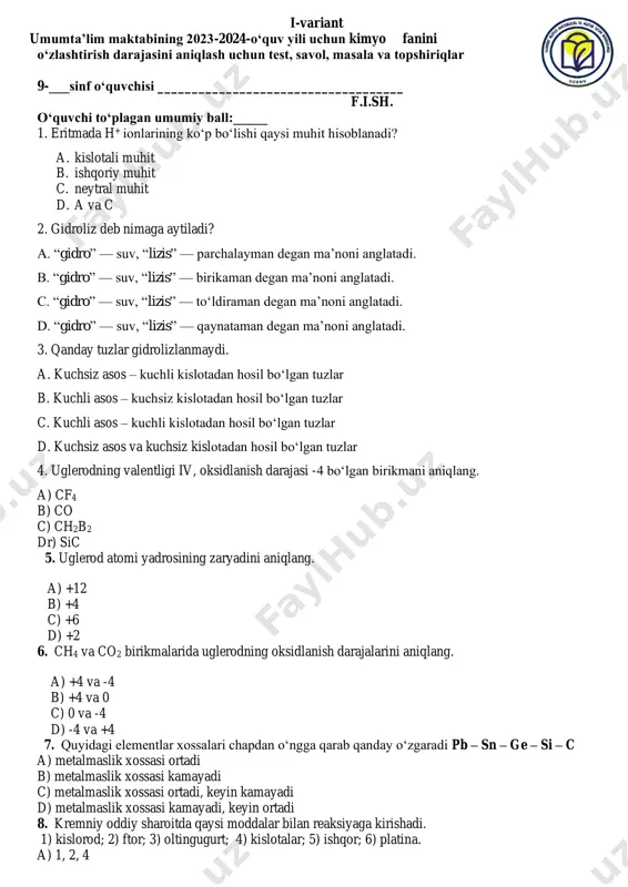 9-sinf-kimyo-1-v — PDF