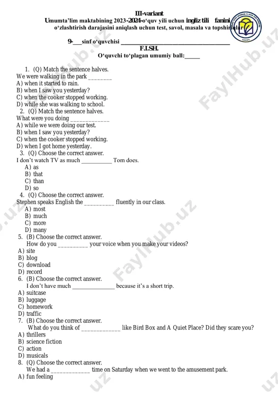9-sin -ingliz til-3-v — PDF