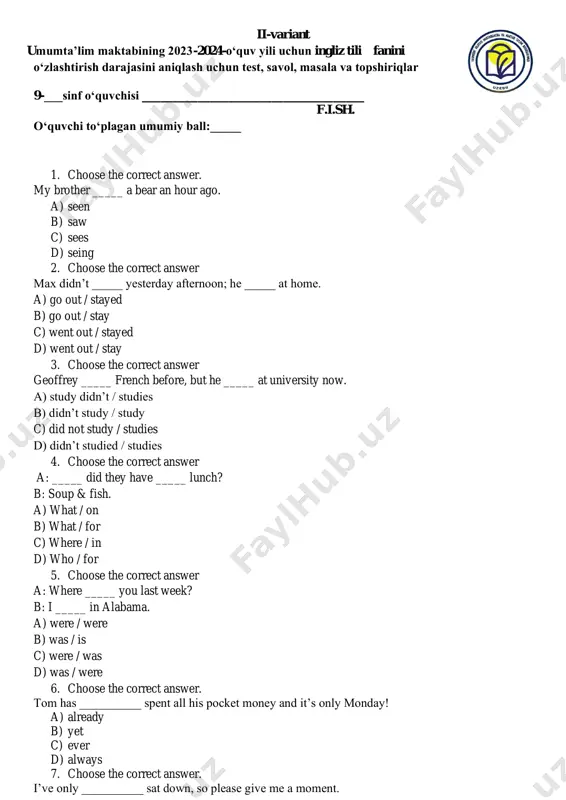 9-sin -ingliz til-2-v — PDF