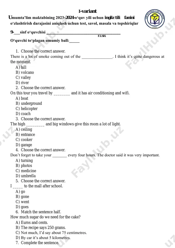 9-sin -ingliz til-1-v — PDF