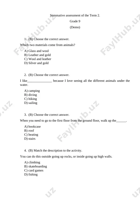 demo chsb grade 9 ut — DOCX