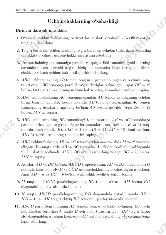 uchburchaklar_o'xshashligi — PDF