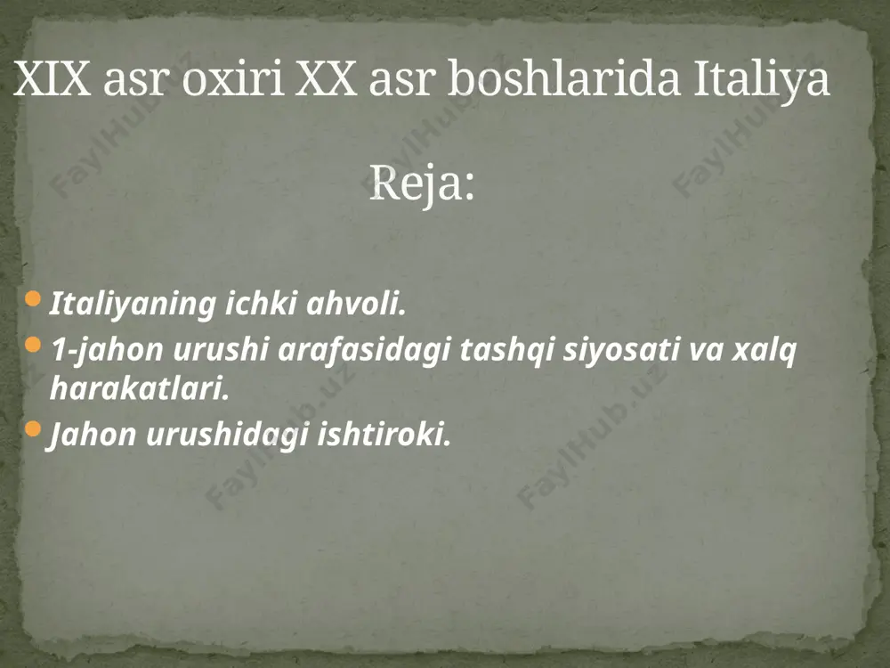 19-20 asrda italiya..1...9- sinf jahon — PPTX