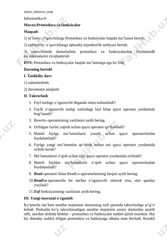 9-sinf informatika 56.protsedura va funksiyalar+ — DOCX
