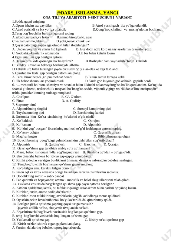 9_sinf_ona_tili_va_adabiyot_test_25_talik_javoblari_bilan_olimpiada+ — DOCX