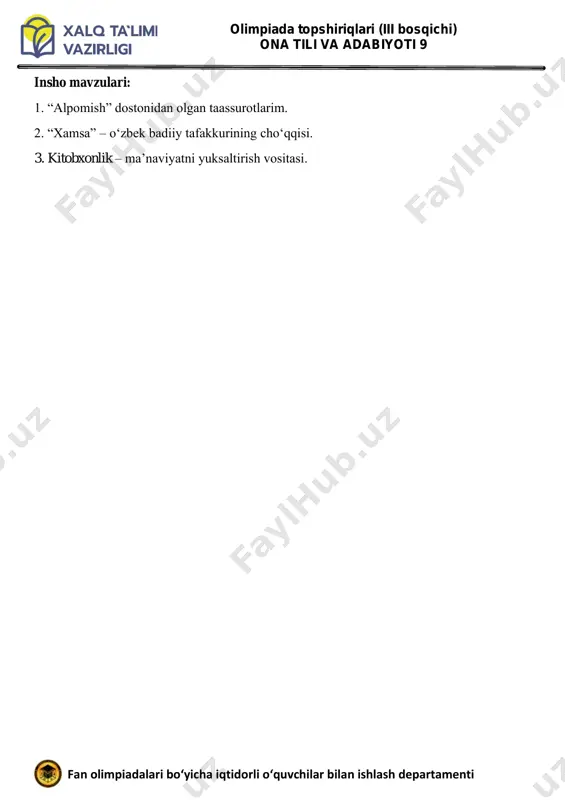 9-sinf ona tili insho mavzulari — PDF