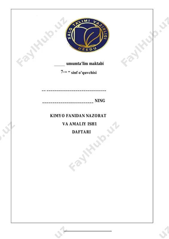 7-8-9-10-11- sinf kimyo tayyor nazorat ishi ham laboratoriya — PDF