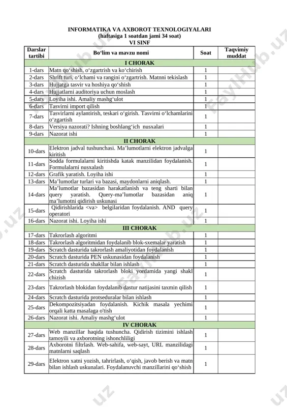 6-sinf informatika yillik 2023-2024 @e_baza_ishreja — XLSX