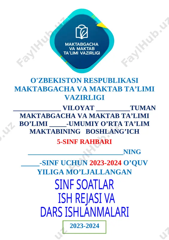 6-sinf ssinf soati ish 2023-2024 — DOCX