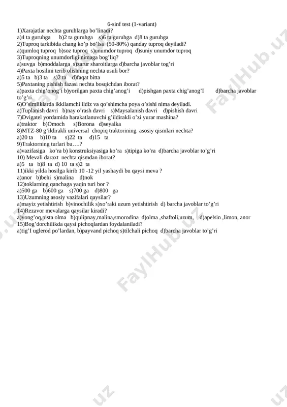 ichki monitoring test — DOCX