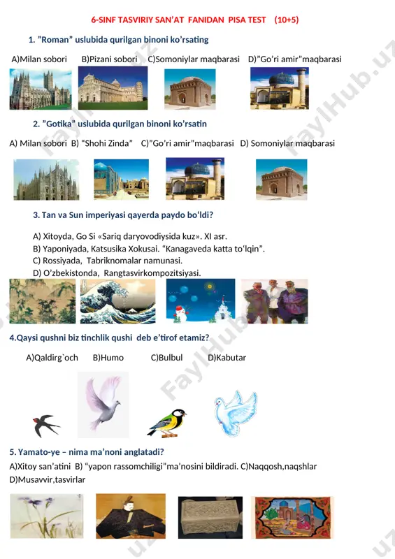 pisa - test 6-sihf_tasviriy san'at — DOCX