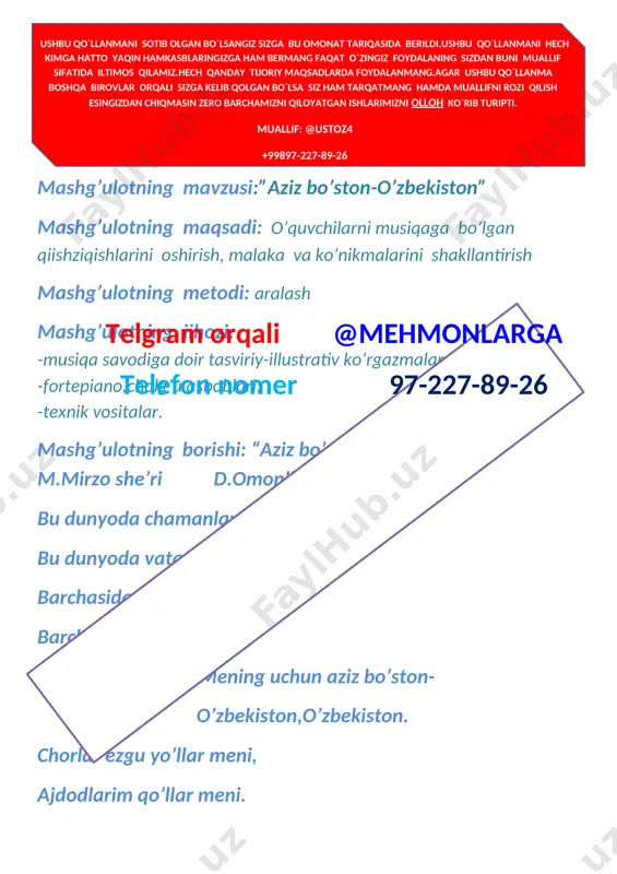yosh qo'shiqchilar rek — DOCX