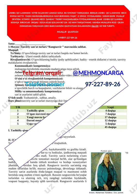 tasviriy san'at rek — DOCX