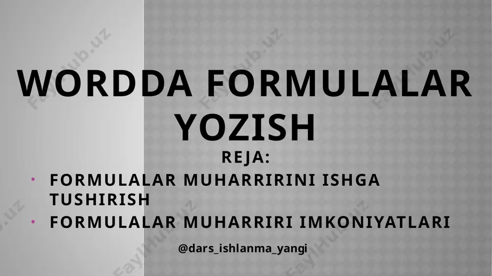 6-sinf informatika 29.wordda formulalar yozish 4+ — PPTX