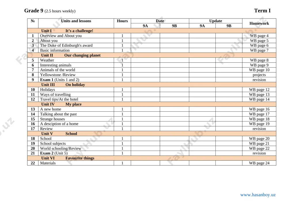 9-sinf ingliz tili 2.5 soat ish reja — DOCX