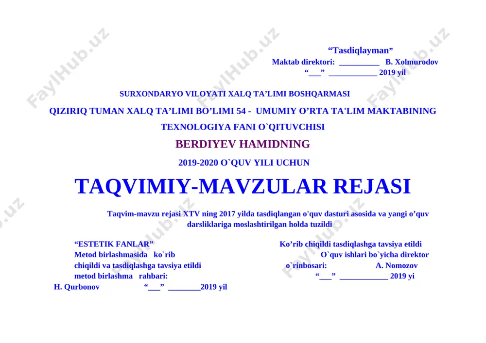 texnologiya 5-9 bo‘linmaydigan — DOCX