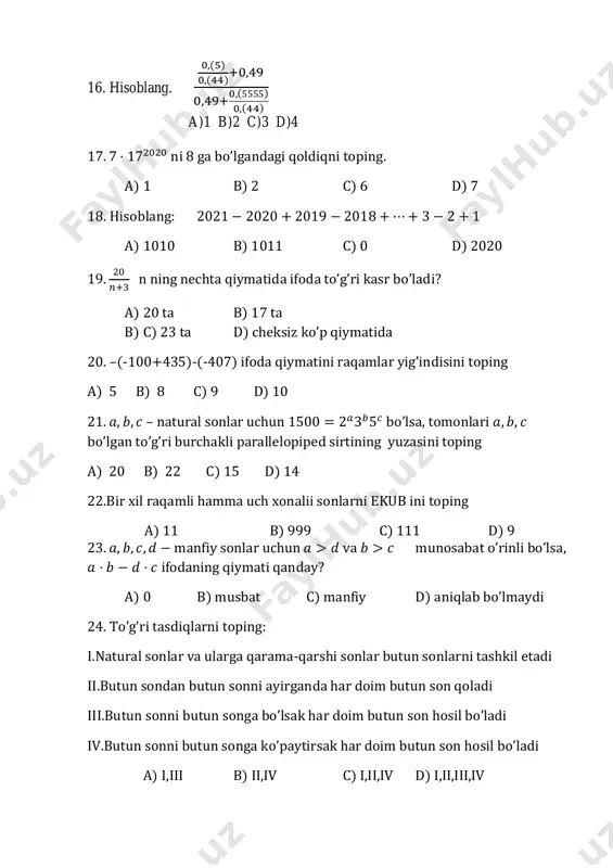 4.matematika ratsional sonlar va ular ustida amallar) — PDF