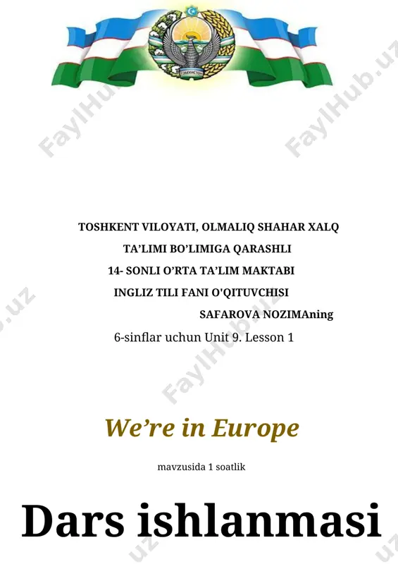 6 - sinf ochiq dars we're in europe (2) — DOCX