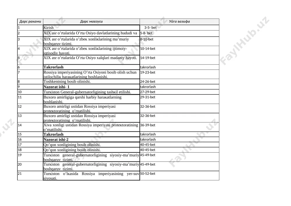 9-sinf o'zbekiston tarixi — XLSX