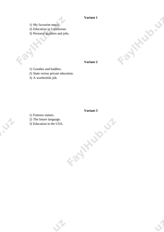 9 sinf yozma ish ingliz tili — DOCX