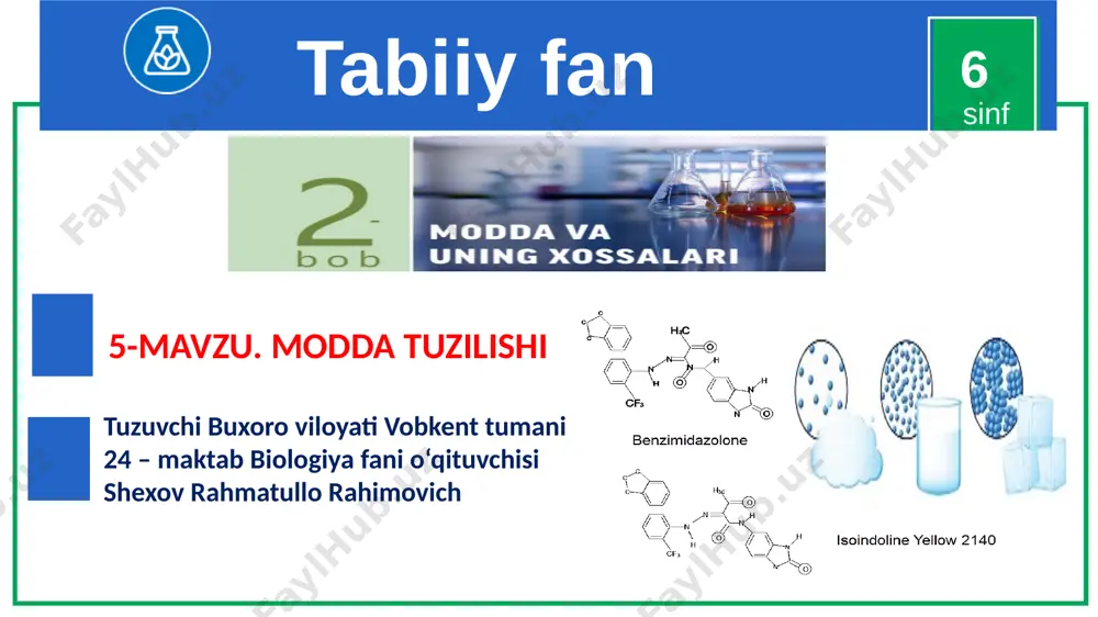 tabiiy fan. 5-mavzu. moddaning tuzilishi — PPTX