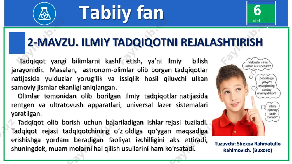 tabiiy fan 2 - mavzu ilmiy tadqiqotni rejalashtirish — PDF