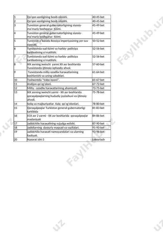 9-sinf o'zbekiston tarix 3-chorak — XLSX