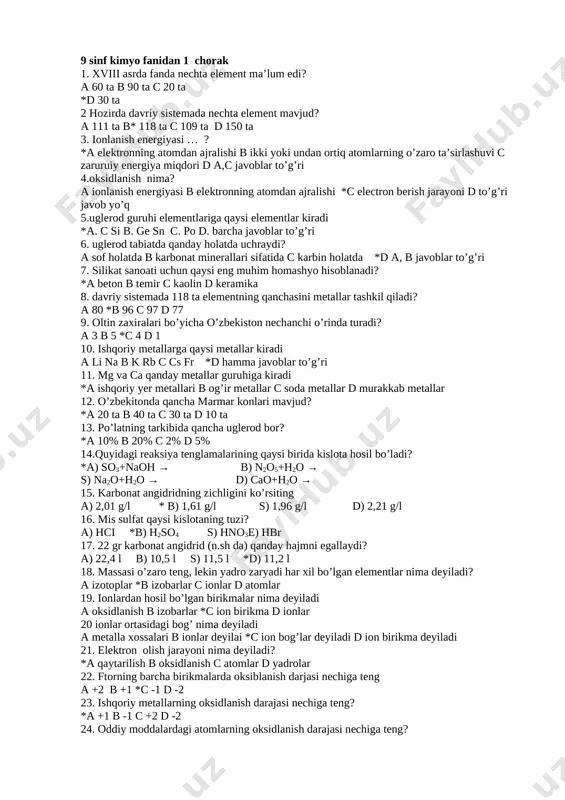 9 sinf 3-chorak — DOCX