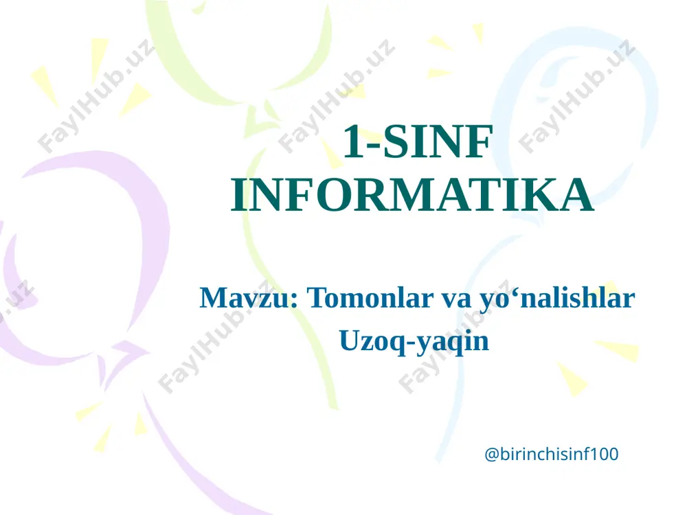 1-sinf informatika 20-dars@birinchisinf100 — PPTX