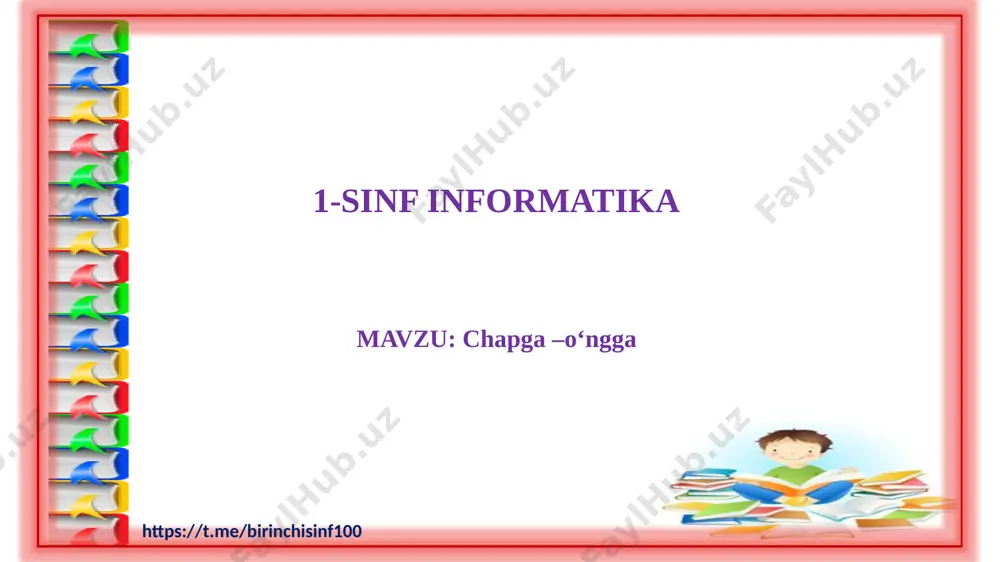 1-sinf informatika 18-dars @birinchisinf100 — PPTX