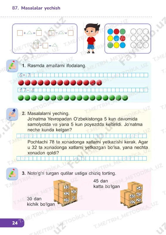 matematika 1 sinf darslik 85-89 — PDF